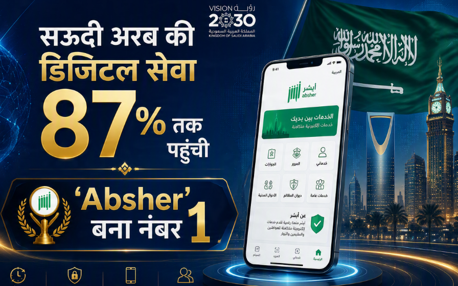 सऊदी अरब की डिजिटल सेवा 87% तक पहुंची, ‘Absher’ बना नंबर 1