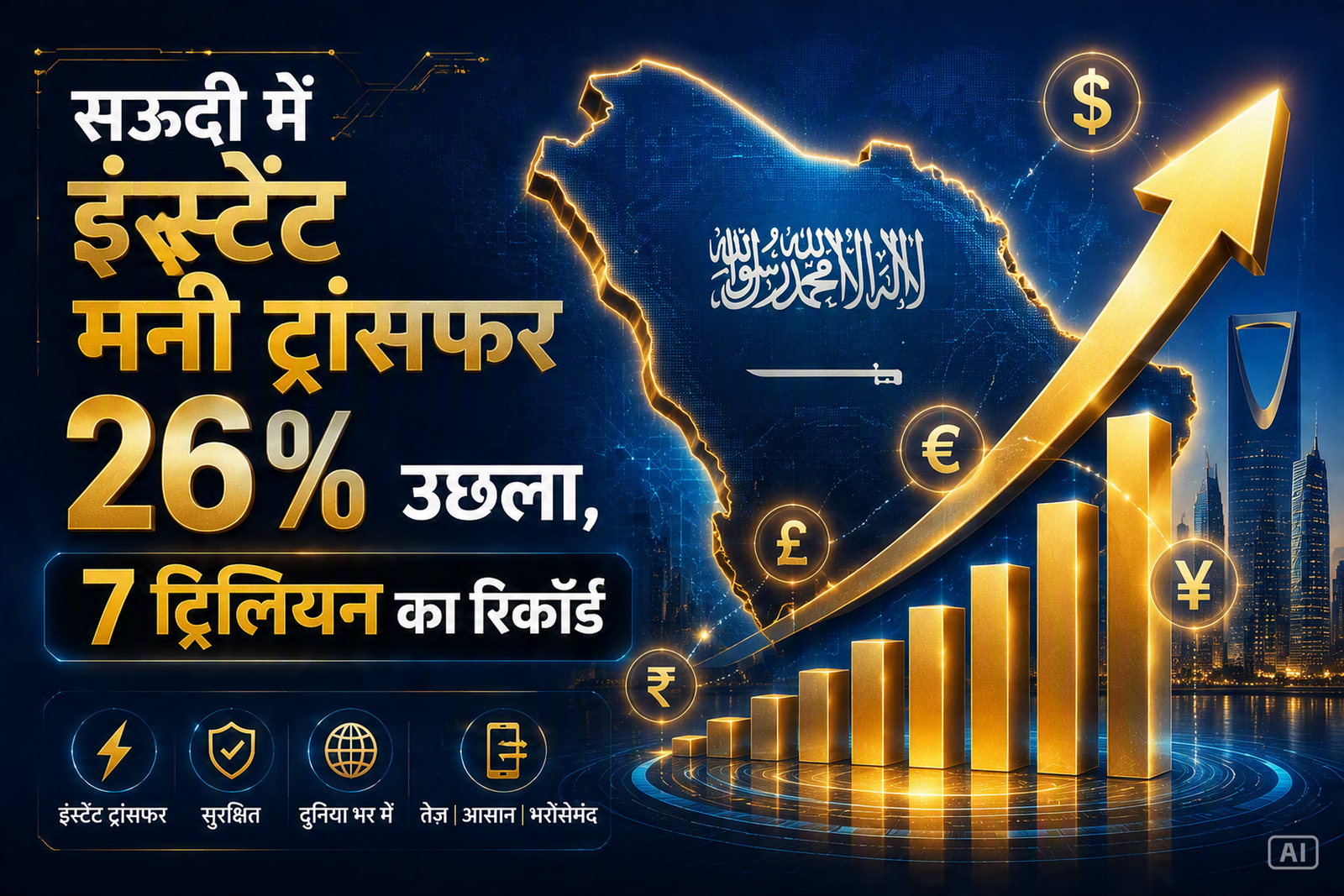 सऊदी में इंस्टेंट मनी ट्रांसफर 26% उछला, 7 ट्रिलियन का रिकॉर्ड